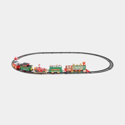 Pista de tren navideño de 40 piezas con luz y sonido de 698 cm